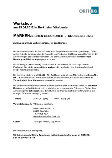 Workshop am 25.04.2012 in Berkheim, Vitalcenter - Ortheg