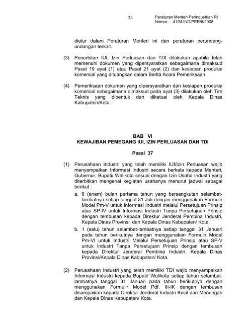peraturan menteri perindustrian republik indonesia nomor - Badan ...