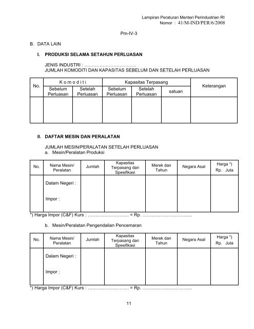 peraturan menteri perindustrian republik indonesia nomor - Badan ...