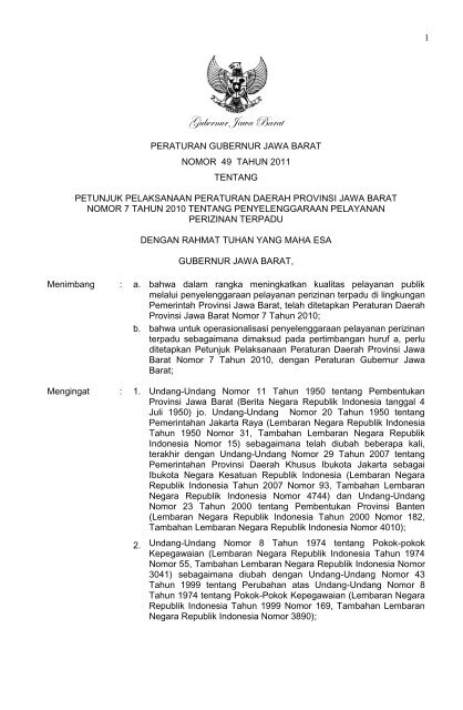 Gubernur Jawa Barat Badan Pelayanan Perizinan Terpadu