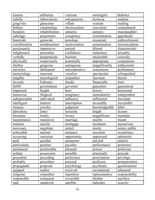 spelling bee words list spelling bee words list