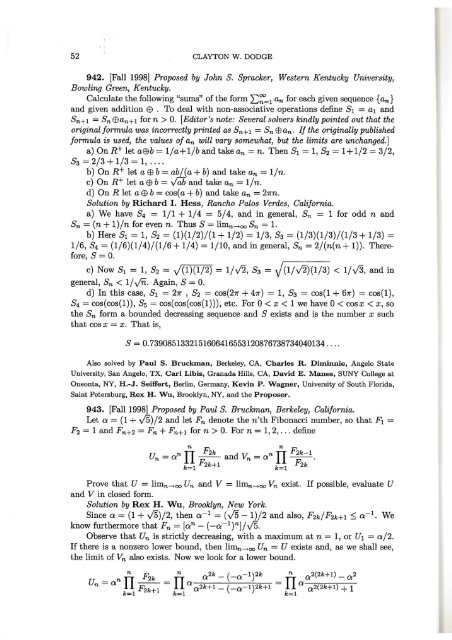 Vol. 11 No 1 - Pi Mu Epsilon