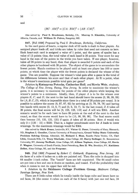 Vol. 11 No 1 - Pi Mu Epsilon