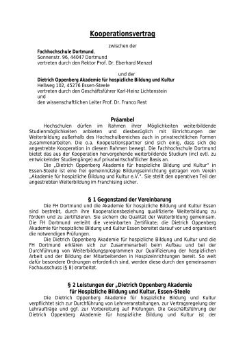 Kooperationsvertrag - Fachhochschule Dortmund