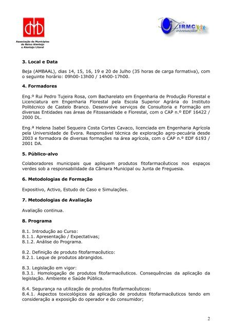 Conteúdo Programático Aplicação de Produtos ... - Beja Digital