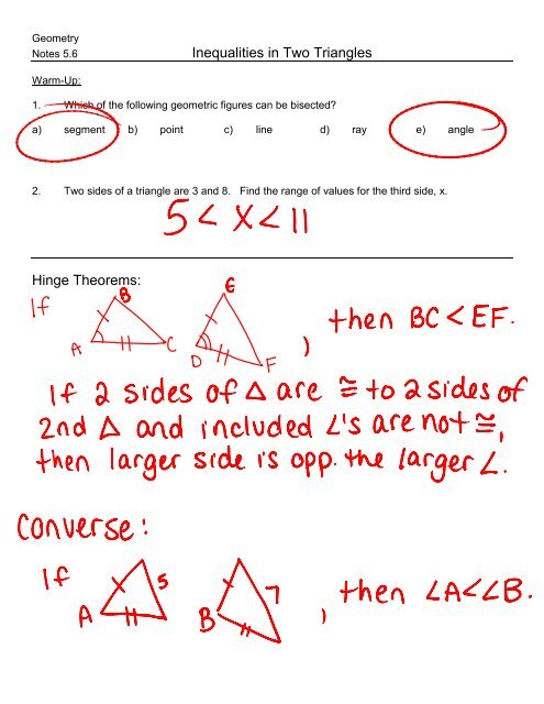 Inequalities in Two Triangles Hinge Theorems: