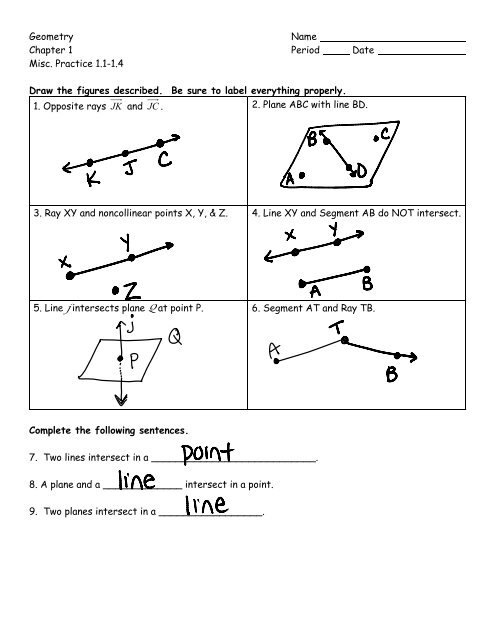 Geometry Name Chapter 1 Period Date Misc Practice 1 1 1 4 Draw