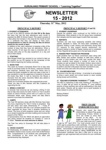 newsletter 15 - 2012 - Kurunjang Primary School