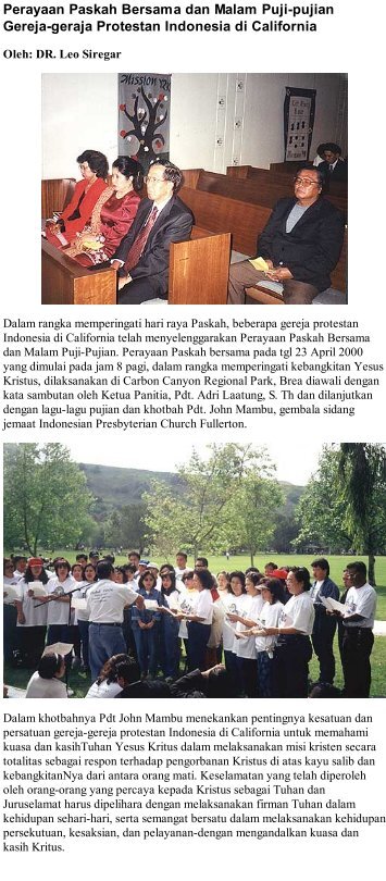 Perayaan Paskah Bersama dan Malam Puji-pujian Gereja-geraja ...