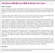 109 Siswa SMA/MA dan SMK di Medan Tak Lulus - Kliping Berita