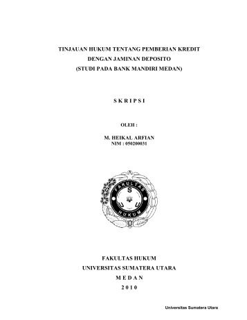 tinjauan hukum tentang pemberian kredit - USU Institutional ...