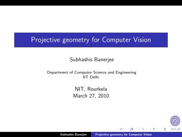 Projective geometry for Computer Vision