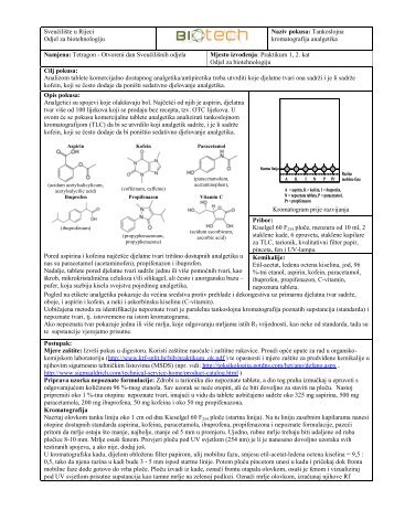 Tankoslojna kromatografija analgetika - Odjel za biotehnologiju