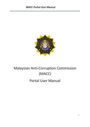 Malaysian Anti-Corruption Commission (MACC) Portal User Manual