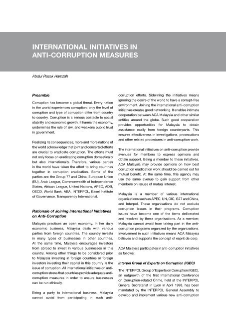 International Initiatives In Anti-Corruption Measures