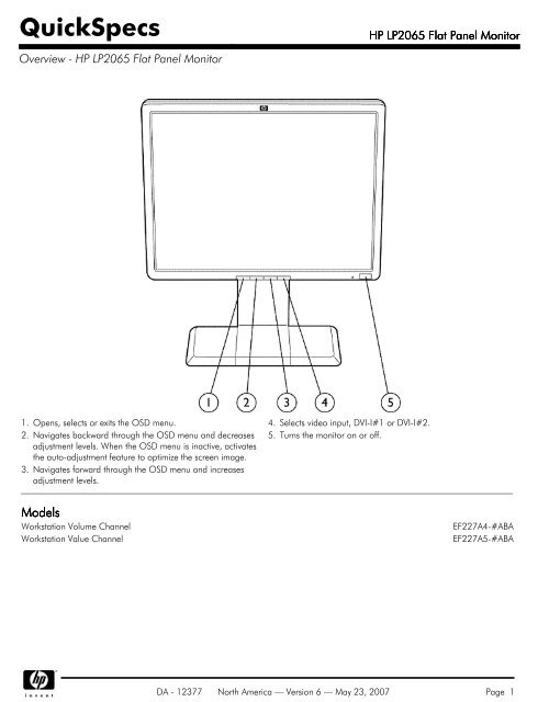 HP LP2065 Flat Panel Monitor