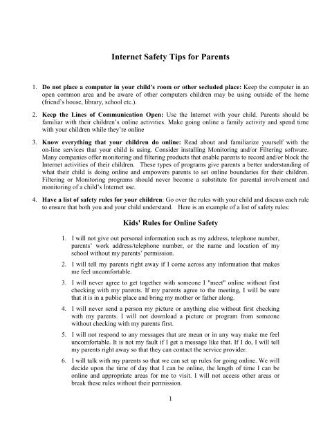 Internet Safety Tips For Parents Internet Safety Tips For Parents