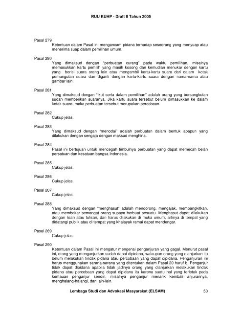 RUU KUHP - Draft II Tahun 2005 Lembaga Studi dan ... - Elsam