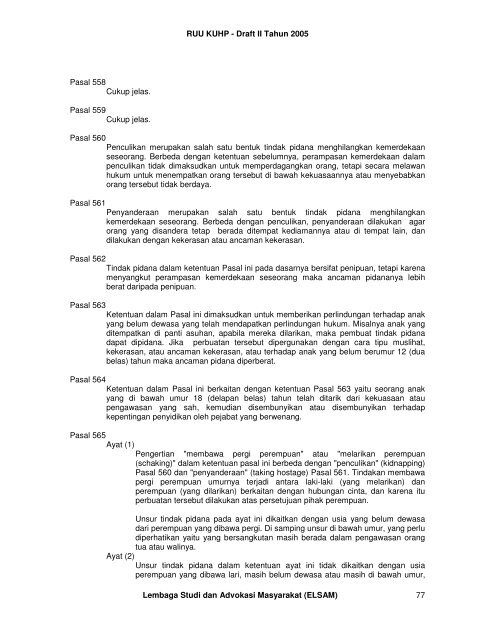 RUU KUHP - Draft II Tahun 2005 Lembaga Studi dan ... - Elsam