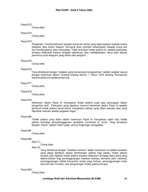 RUU KUHP - Draft II Tahun 2005 Lembaga Studi dan ... - Elsam