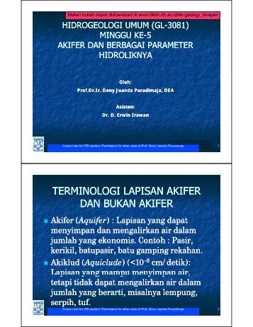 week5-gl-2121-general-hydrogeology-parameter-hidrolik - ITB