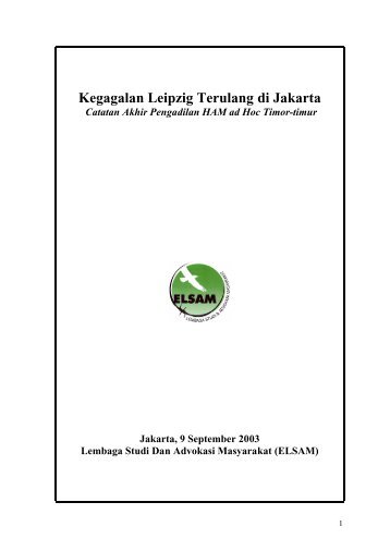 Kegagalan Leipzig Terulang di Jakarta - Elsam