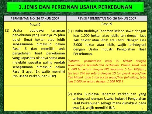 Peninjauan Kembali PERMENTAN No.26 Tahun 2007 ... - Elsam