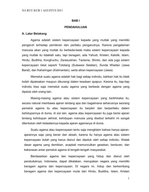 Naskah Akademik Ruu Kerukunan Umat Beragama Elsam