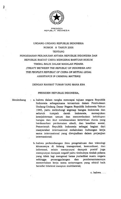 Undang-undang Nomor 8 Tahun 2006