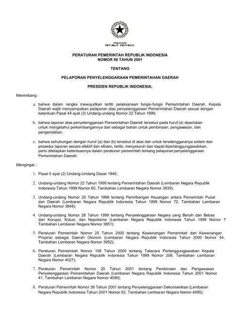 PERATURAN PEMERINTAH REPUBLIK INDONESIA