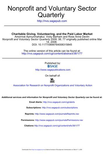 Charitable Giving, Volunteering, and the Paid Labor Market