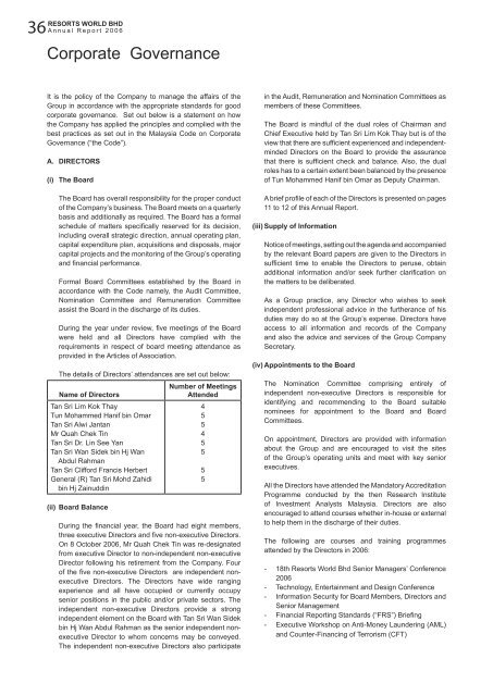 Genting Malaysia Berhad Organization Chart