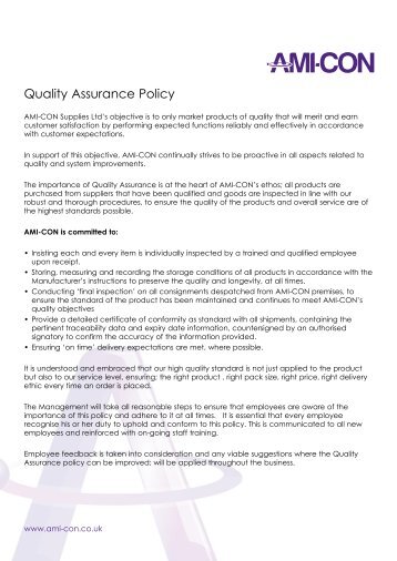 Quality Assurance Policy - AMI-CON