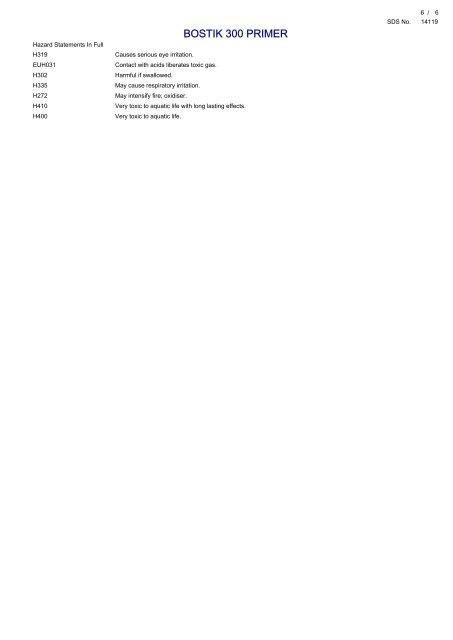 SAFETY DATA SHEET BOSTIK 300 PRIMER - eANIXTER