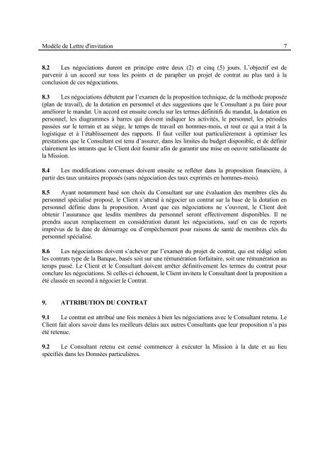 MODELE DE LETTRE D'INVITATION AUX CONSULTANTS