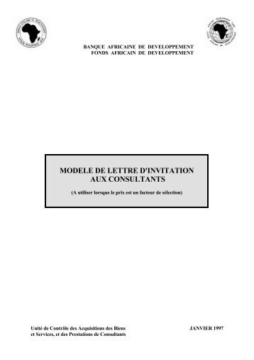 MODELE DE LETTRE D'INVITATION AUX CONSULTANTS