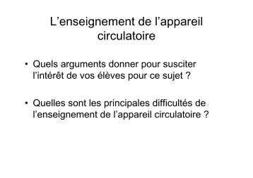 Enseignement de l'appareil circulatoire