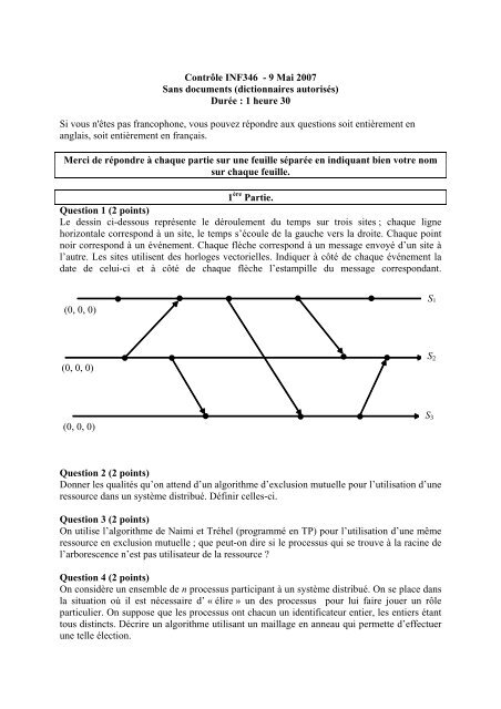 Questions d'algorithmique du contrÃ´le rÃ©parti