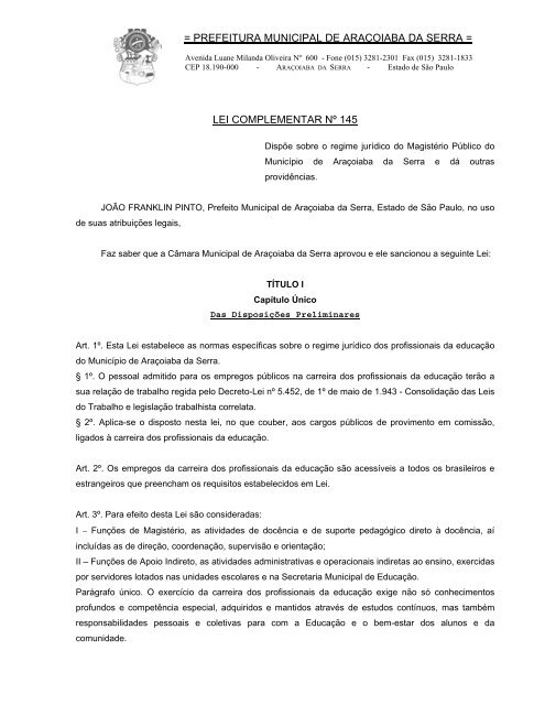 Concurso Guarda Municipal de Serra - Lei Orgânica do Município da Serra. 