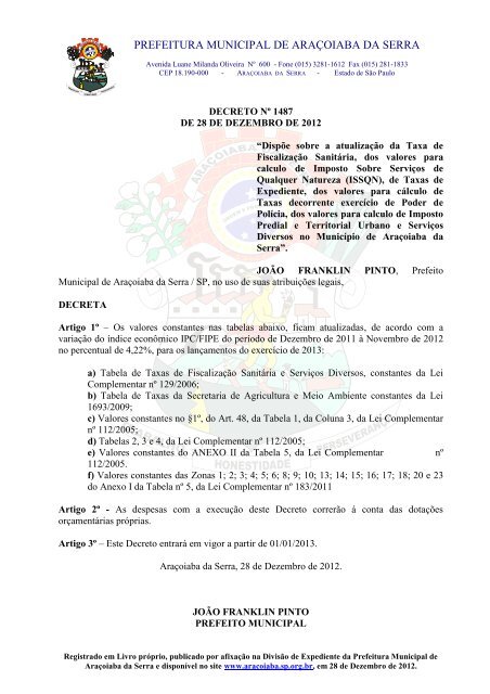 prefeitura municipal de araÃ§oiaba da serra - Aracoiaba.sp.gov.br