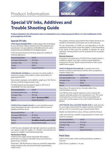 Special UV Inks, Additives and Trouble Shooting Guide ... - IPS