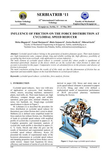 influence of friction on the force distribution at cycloidal speed reducer