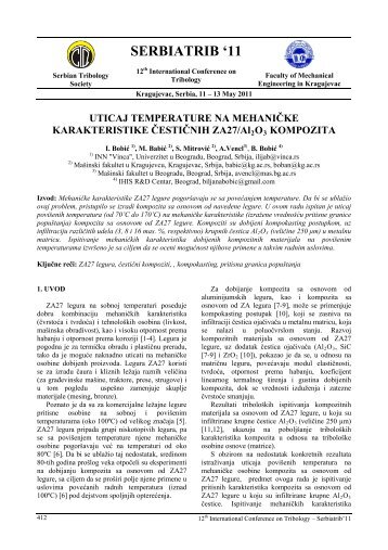 Uticaj temperature na mehaniÄke karakteristike ÄestiÄnih ZA27 ...