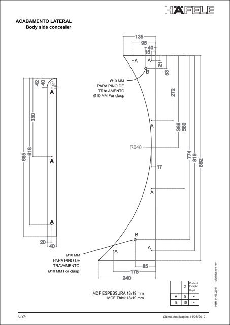 Tavoletto Casal â Desenhos TÃ©cnicos - HÃ¤fele