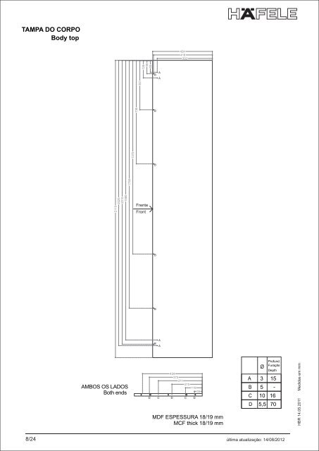 Tavoletto Casal â Desenhos TÃ©cnicos - HÃ¤fele