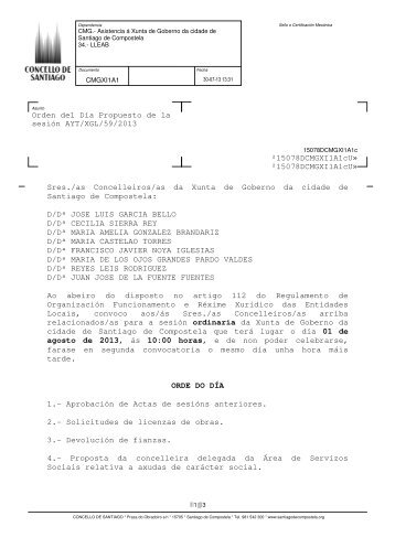 Resumo da Xunta de Goberno - Concello de Santiago de Compostela