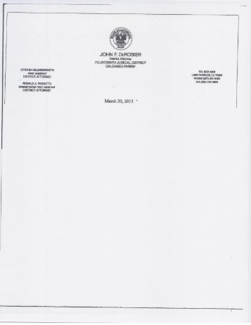 Calcasieu Parish District Attorney Official Letterhead