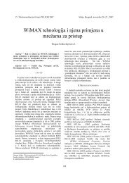 WiMAX tehnologija i njena primjena u mreÅ¾ama za ... - Telfor 2007