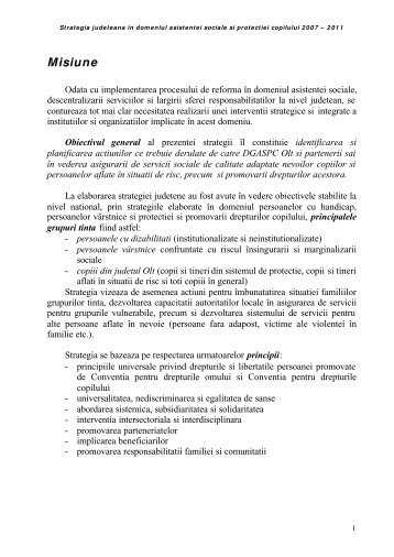 Strategia judeteana Ã®n domeniul asistentei sociale si ... - dgaspc olt