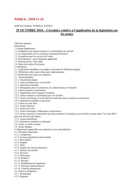 circulaire armes - Site Economie - Wallonie